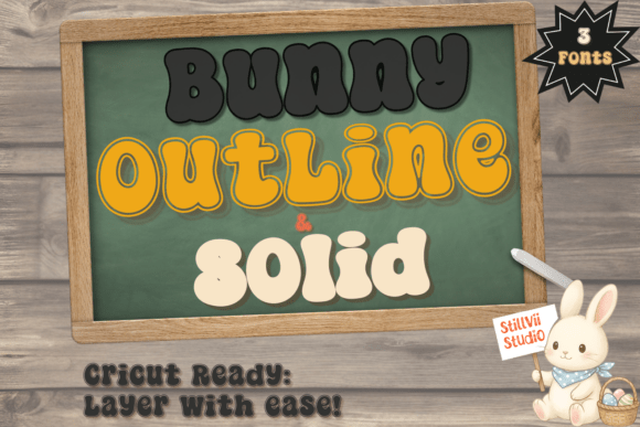 Bunny Outline Solid Trio Font